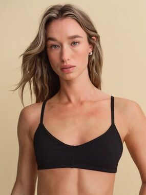 MATE the Label Organic Comfort Triangle Bralette Jet Black Size Large
